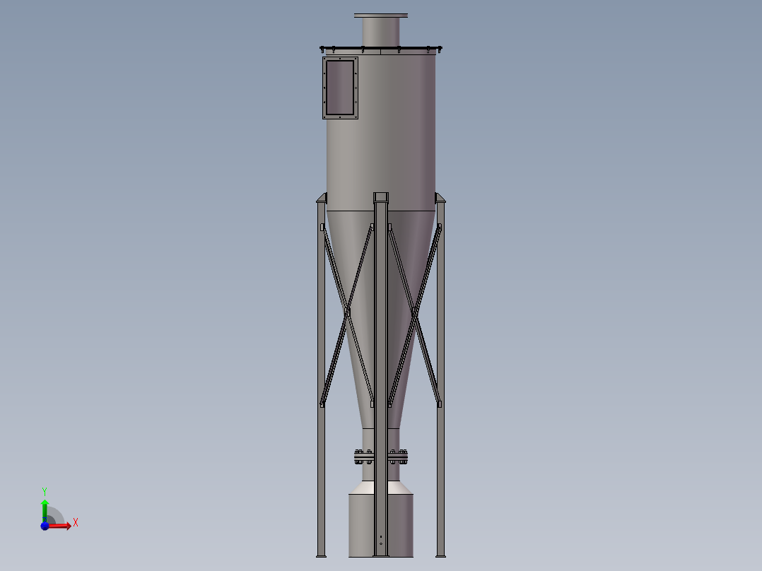 一套切向除尘的旋风除尘SolidWorks图