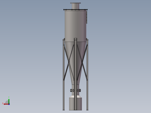 一套切向除尘的旋风除尘SolidWorks图后视缩略图