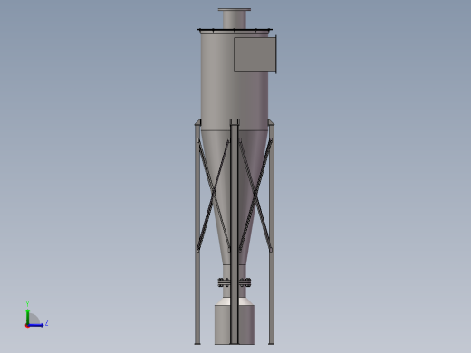 一套切向除尘的旋风除尘SolidWorks图左视缩略图
