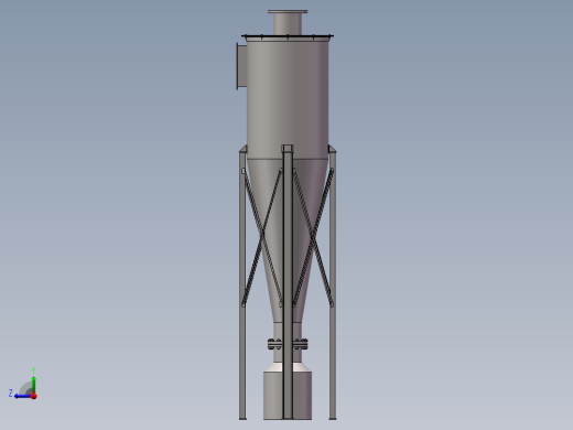 一套切向除尘的旋风除尘SolidWorks图右视缩略图