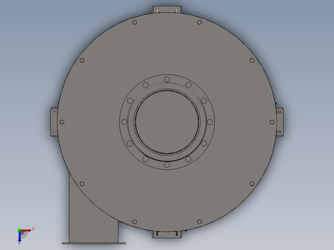 一套切向除尘的旋风除尘SolidWorks图俯视图