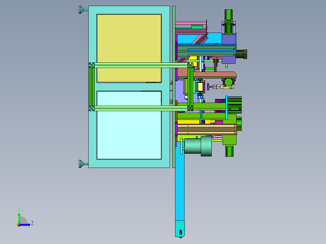 电子风扇转盘式组合机左视图
