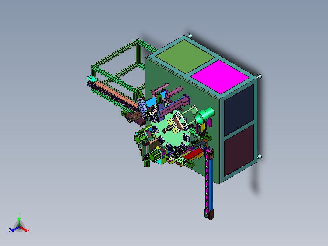 电子风扇转盘式组合机正等轴测图