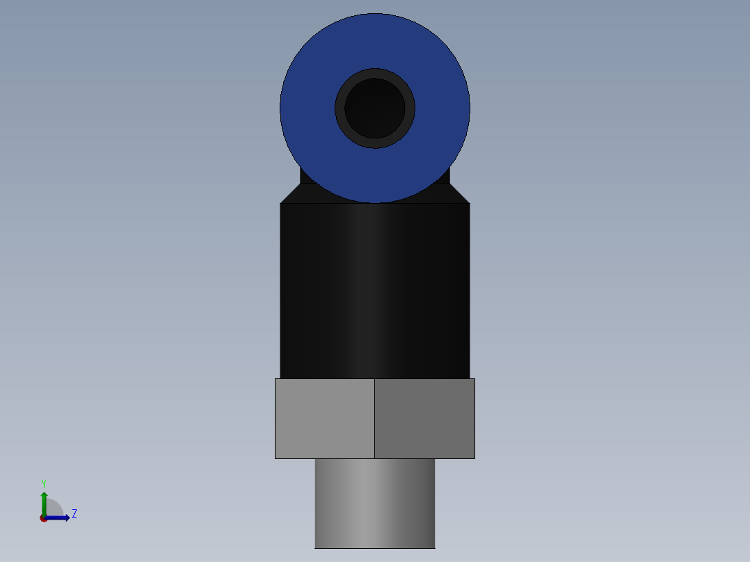 Ø4 x M6 COTOVELO 90° MACHO GIRAT. (C02470406)左视图