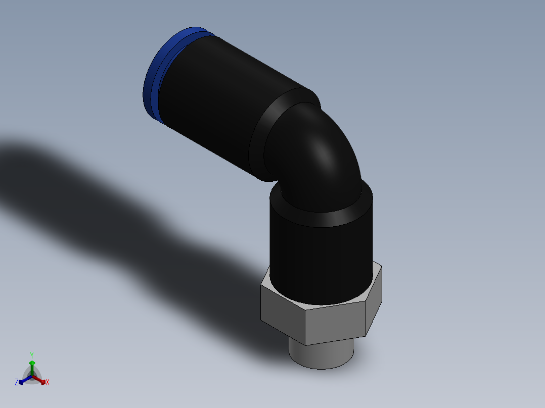 Ø4 x M6 COTOVELO 90° MACHO GIRAT. (C02470406)正等轴测图