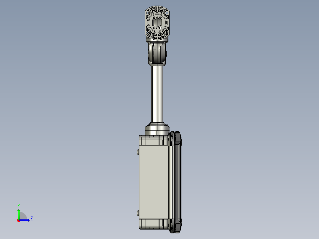 向上固定底座+中间连接器+转角+箱体连接器+控制箱左视图