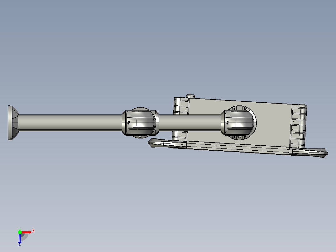 向上固定底座+中间连接器+转角+箱体连接器+控制箱俯视图