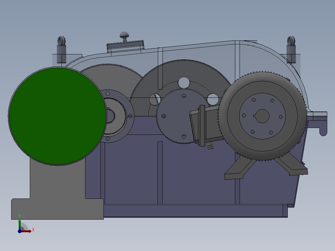 Q177-塔式起重机行走部减速装置设计【三维SolidWorks】没说明书前视图