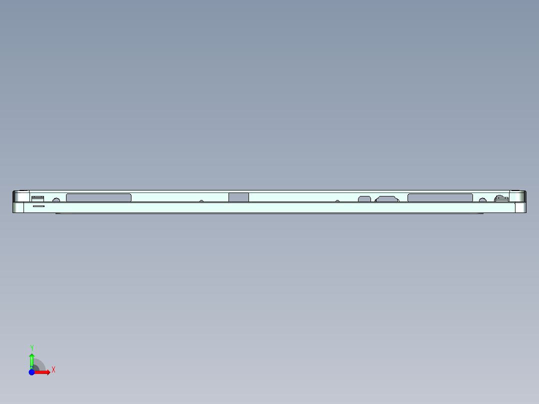 屏幕金属外壳铣四周侧孔CNC编程程序模型前视图