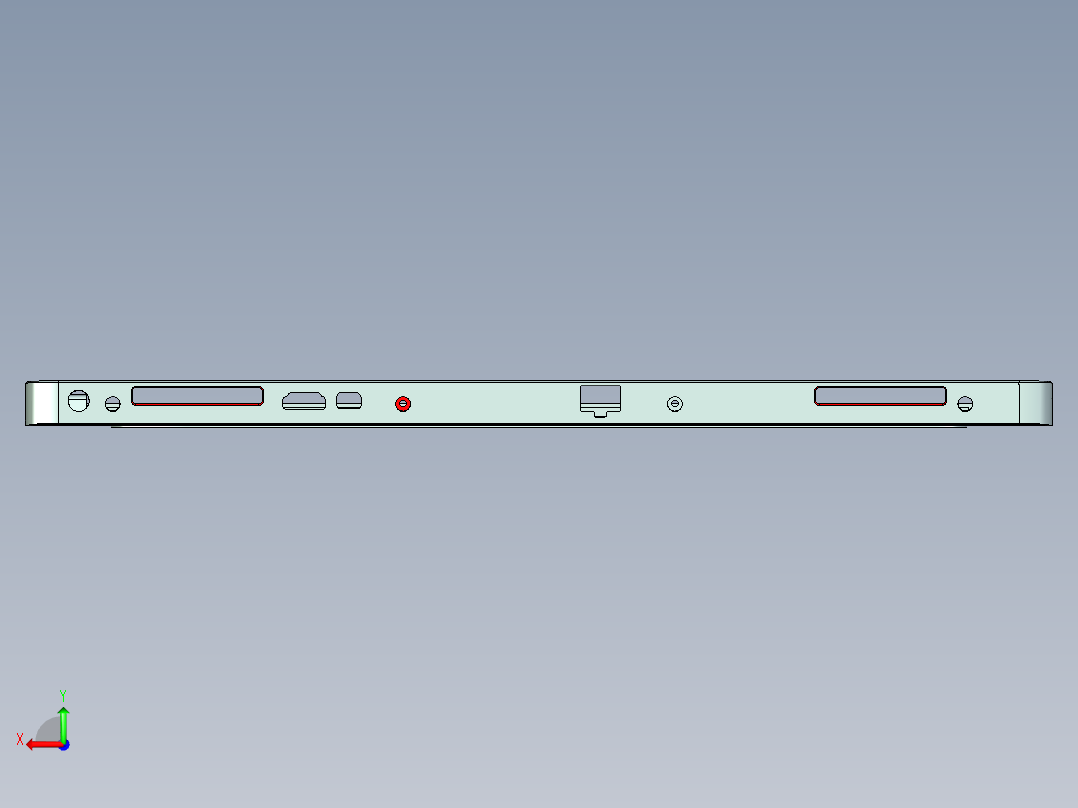 屏幕金属外壳铣四周侧孔CNC编程程序模型后视图