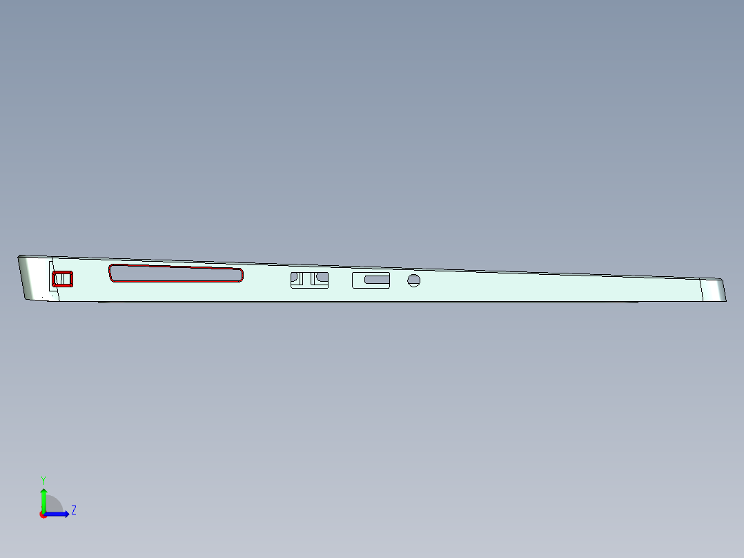 屏幕金属外壳铣四周侧孔CNC编程程序模型左视图
