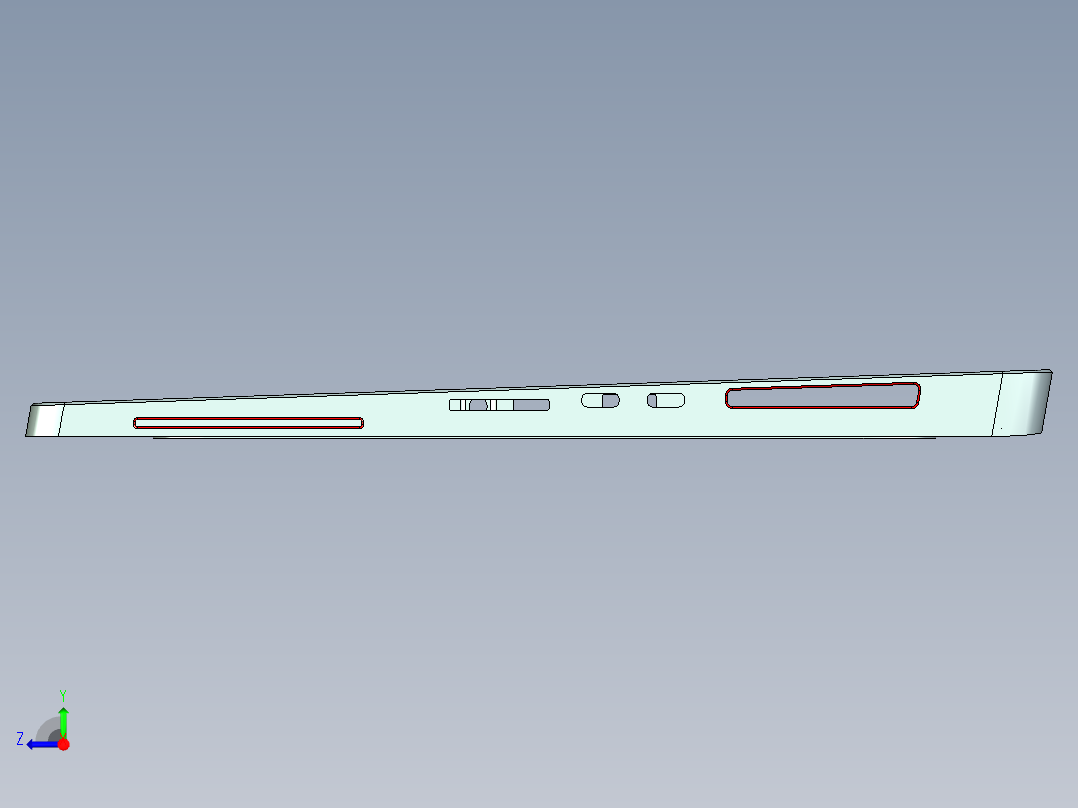 屏幕金属外壳铣四周侧孔CNC编程程序模型右视图
