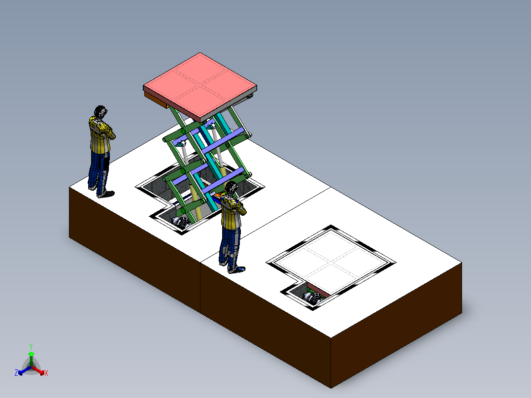 剪叉式升降机 、升降机(77)正等轴测图