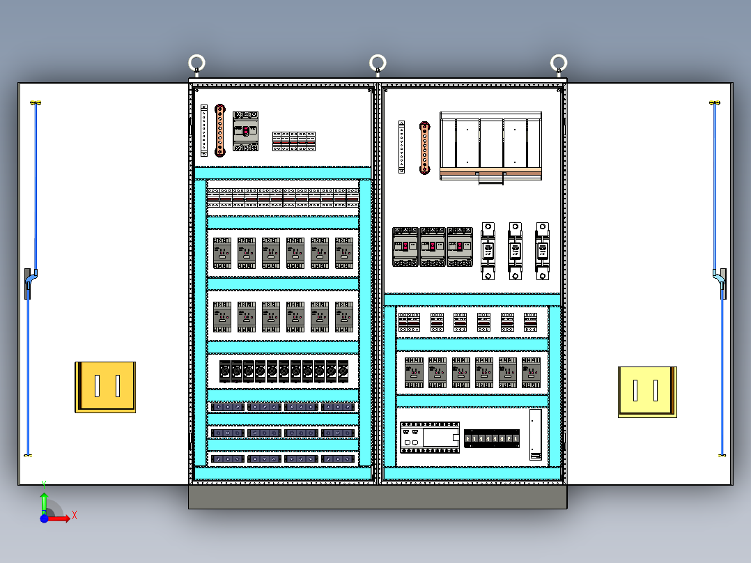 双柜组装12路交流接触器刀开关plc控制柜 56316前视图