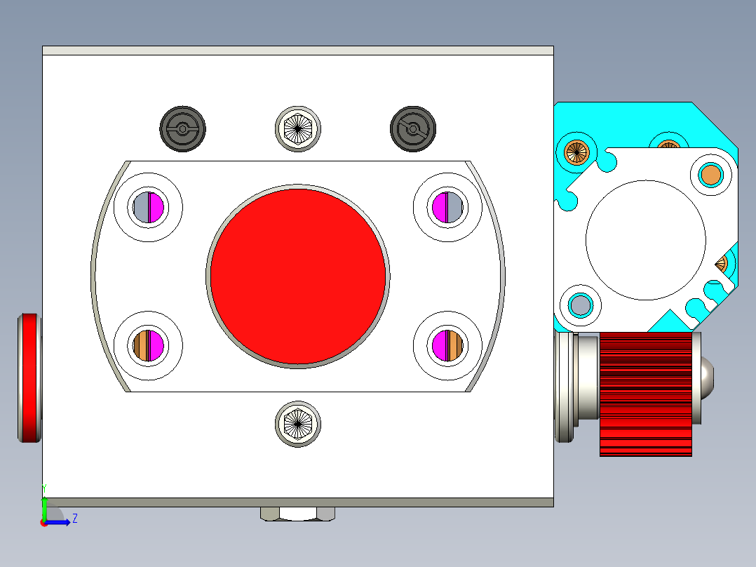 一款实用齿轮齿条旋转组件左视图