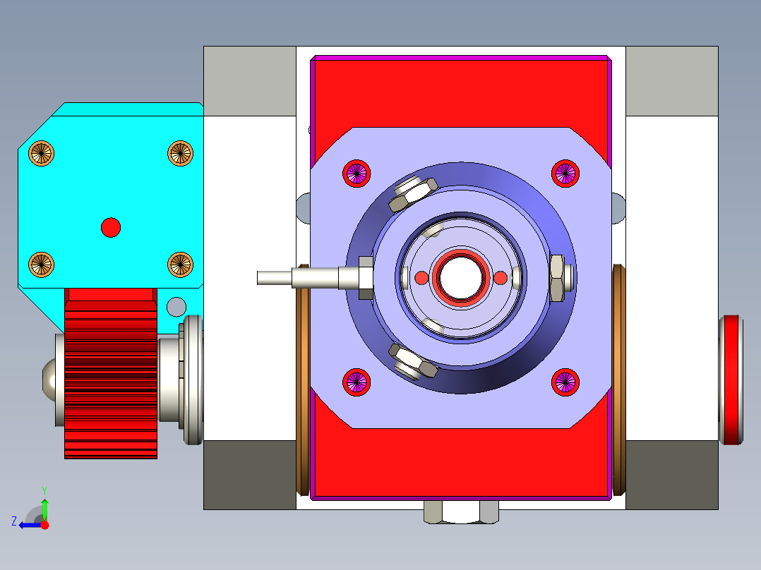 一款实用齿轮齿条旋转组件右视图