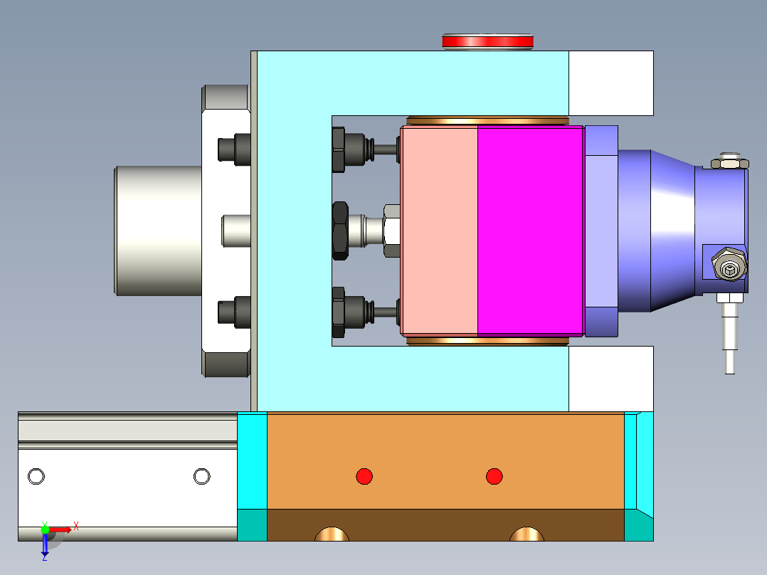 一款实用齿轮齿条旋转组件俯视图