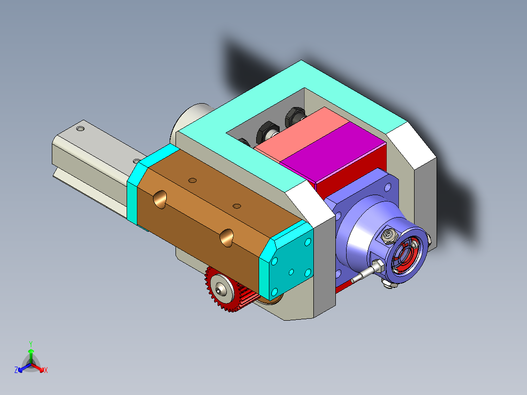 一款实用齿轮齿条旋转组件正等轴测图