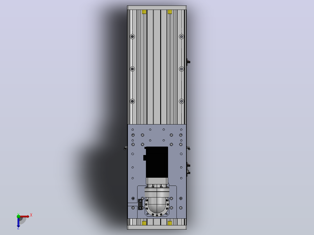 DMG220-BCM齿轮齿条模组直线滑台（电机后折）[DMG220-L20S400-DT750-C2U-BCM-P7]俯视图