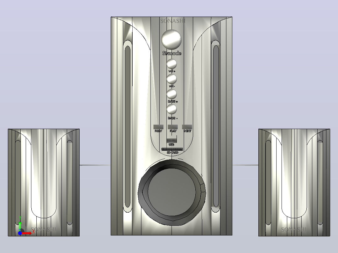 扬声器 3D模型前视图