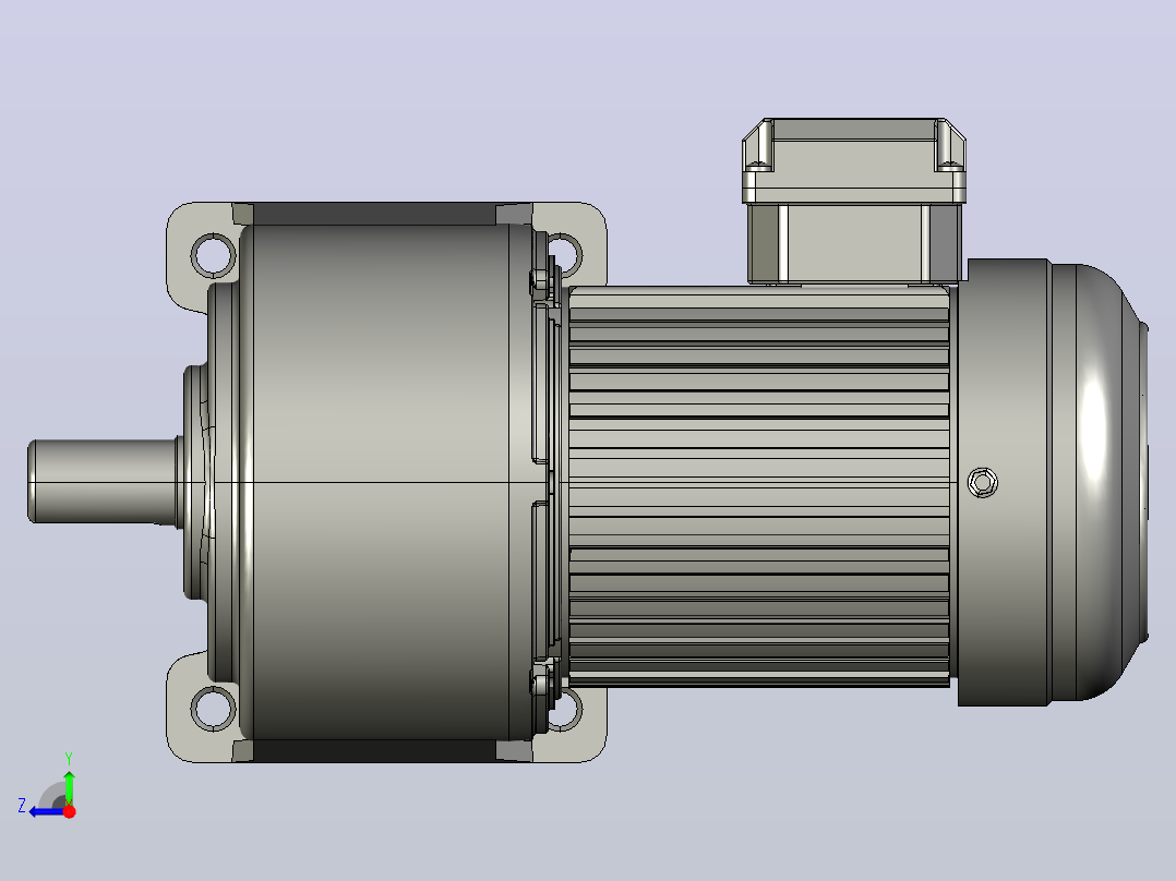 小型三相带刹车三维1.5KW3LS三相带刹车右视图