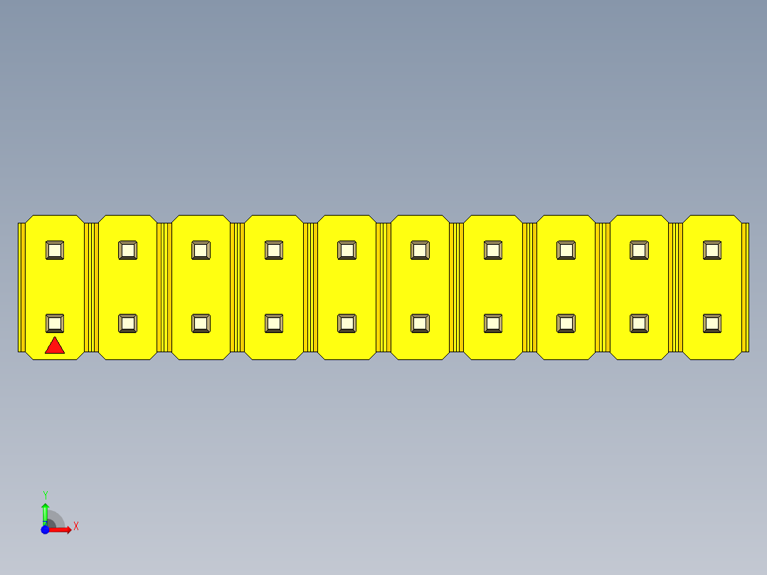 彩色公头100mil（2.54mm）系列-DS1021_yellow_2x10p_100mil_Type43_rev1.0前视图