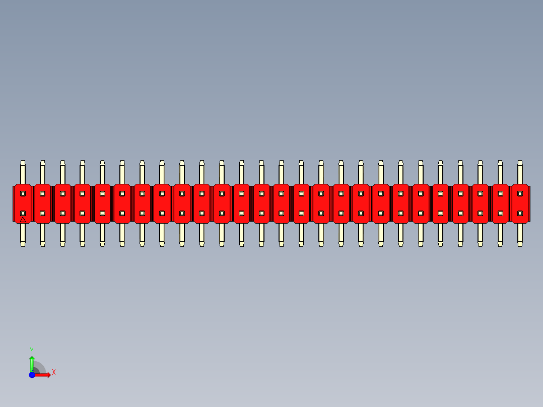 彩色公排针 100mil 2.54mm 系列-DS1022_red_52p_100mil_TypeSMT_rev1.0前视图