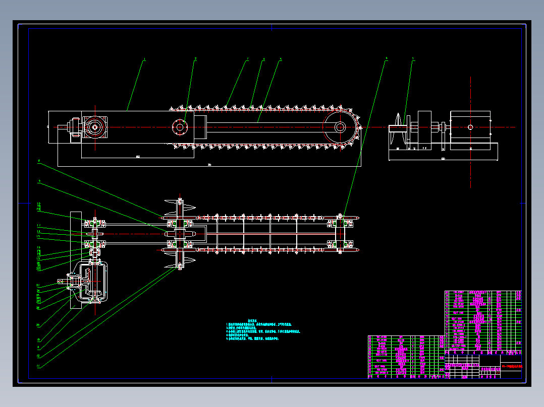 XO1-链式开沟机的CAD毕业设计图纸CAD166312