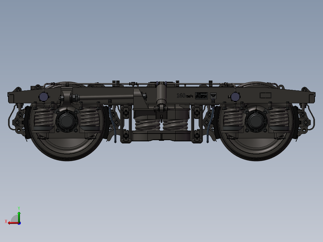 214火车转向架后视图