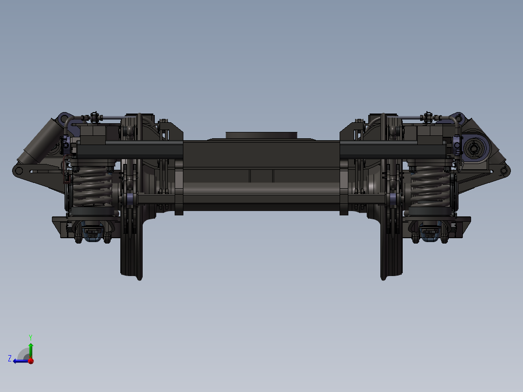 214火车转向架右视图