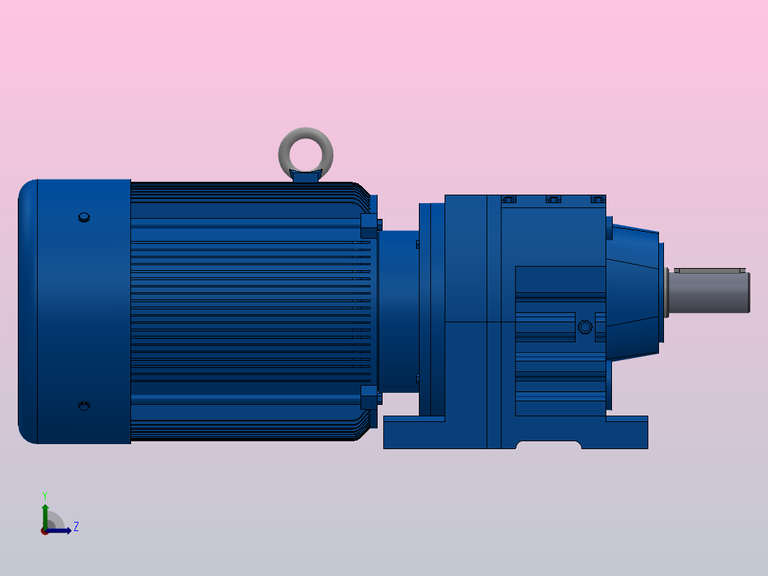 R47底脚轴伸式安装斜齿轮减速机R47-Y1.1-4P-19.27-M1-0°左视图