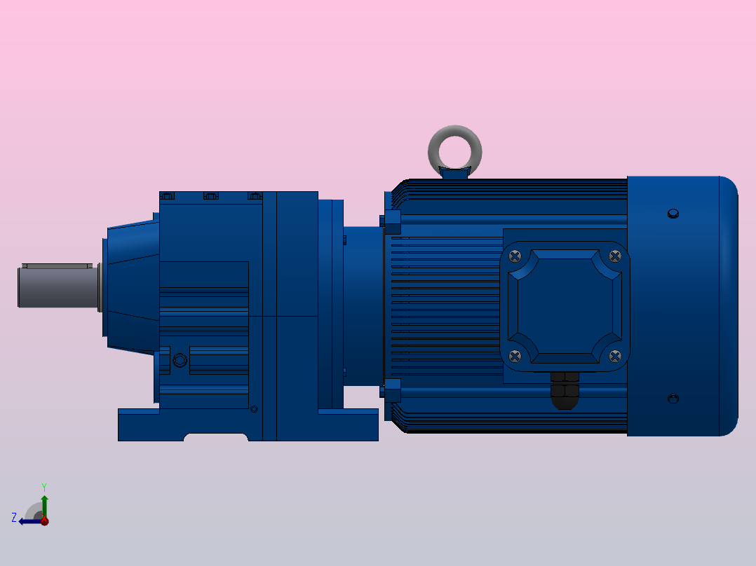 R47底脚轴伸式安装斜齿轮减速机R47-Y1.1-4P-19.27-M1-0°右视图