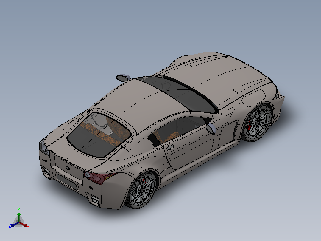 34-汽车设计练习 coupe sports car SW正等轴测图