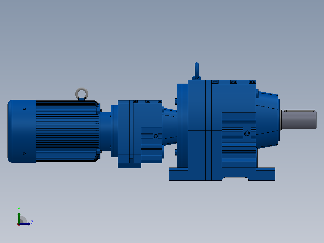 R77R37底脚轴伸式安装组合型斜齿轮减速机R77R37-Y0.37-4P-71-M1-0°左视图