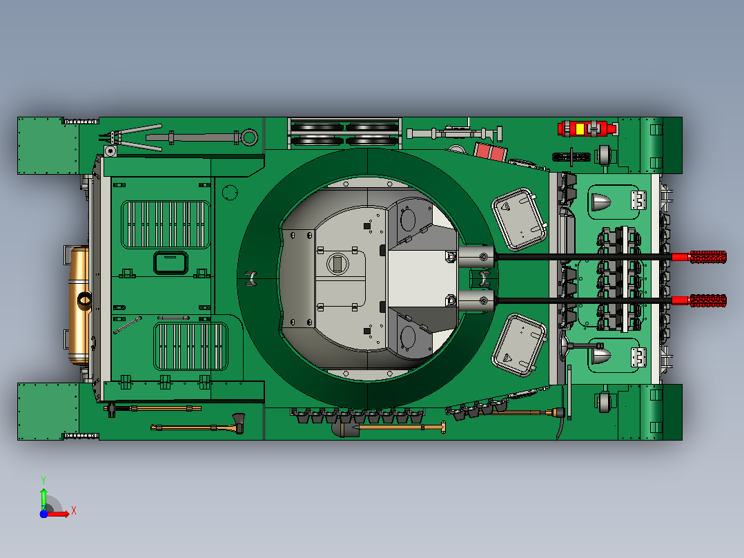 防空自行速射炮CATIA V5 r21模型前视图