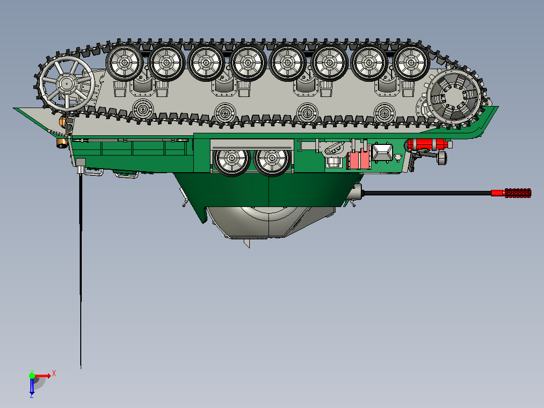 防空自行速射炮CATIA V5 r21模型俯视图