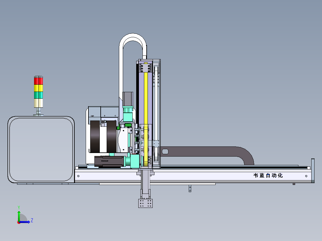 双截五轴伺服注塑机械手 F462 非标自动化设备3D图纸3D左视图