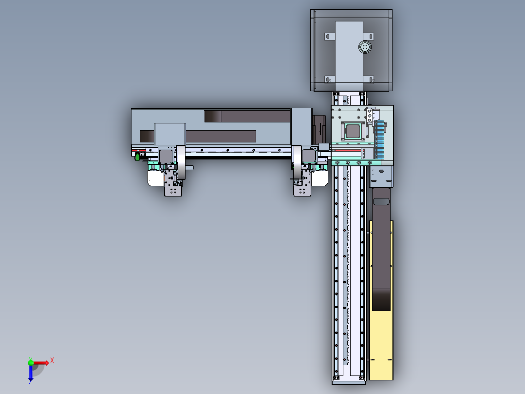 双截五轴伺服注塑机械手 F462 非标自动化设备3D图纸3D俯视图