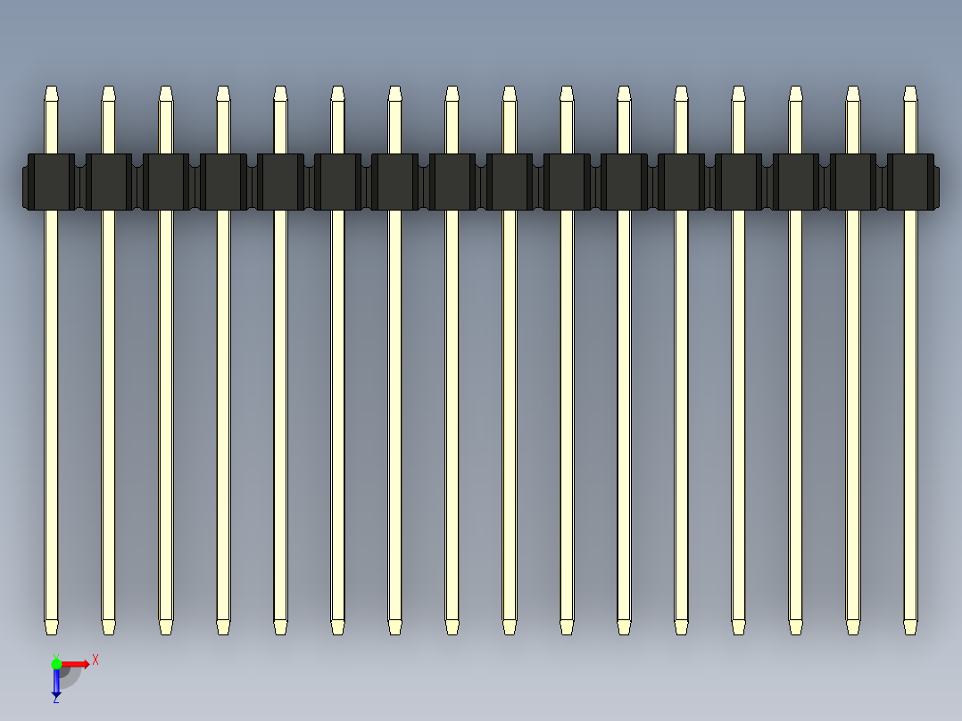 彩色公头100mil（2.54mm）系列-DS1021_black_1x16p_100mil_Type19_rev1.0俯视图