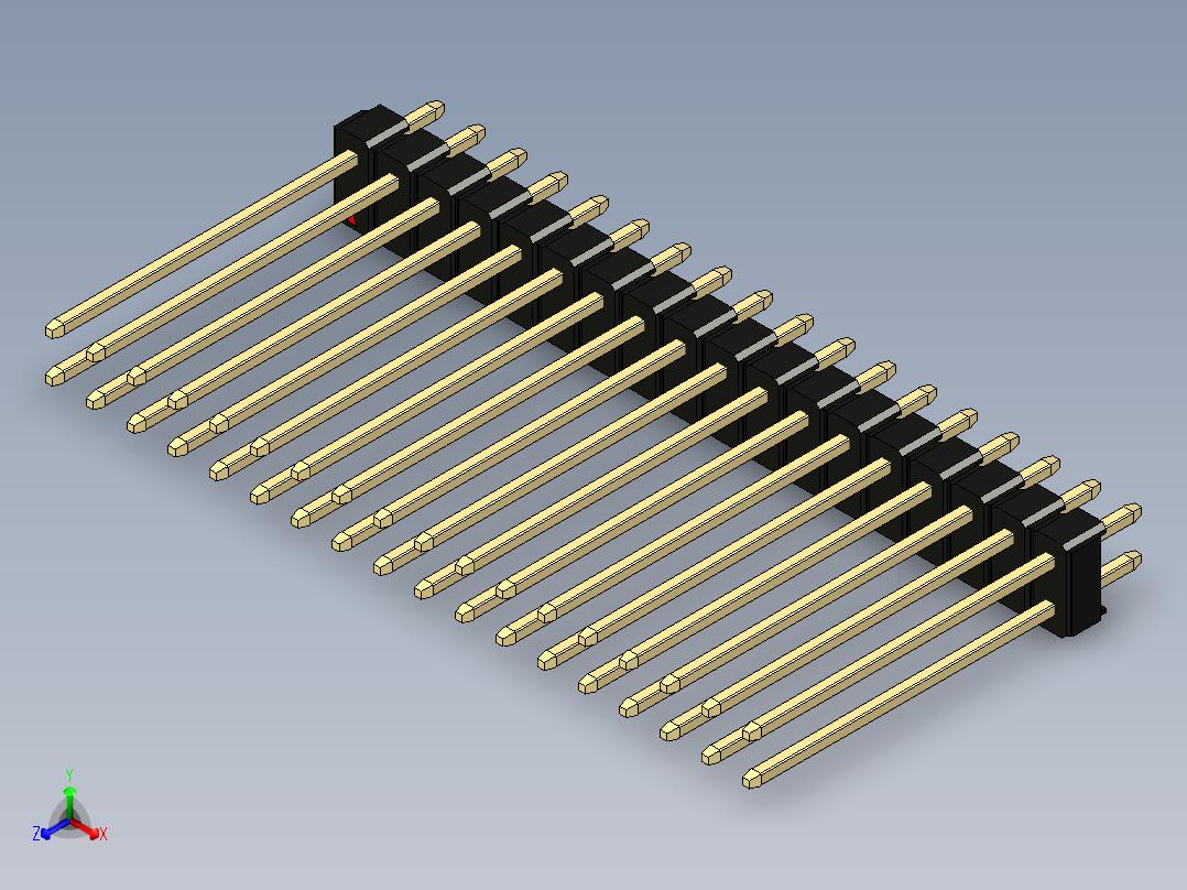 彩色公头100mil（2.54mm）系列-DS1021_black_2x18p_100mil_Type19_rev1.0主视图
