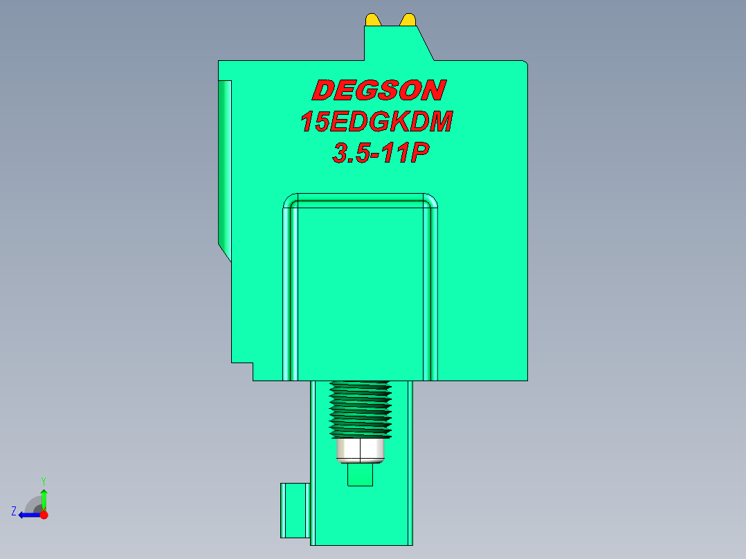 DEGSON 15EDG（公头） 3.5mm 螺钉锁紧，插拔式接线端子 FullPack-15EDGKDM-3.5-11P-14-00AH右视图