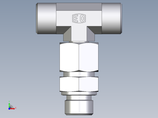 卡套式工业通用硬管接头EO_Assembled_adjustable_standpipe_branch_tee_EVT14SMOMD71前视缩略图