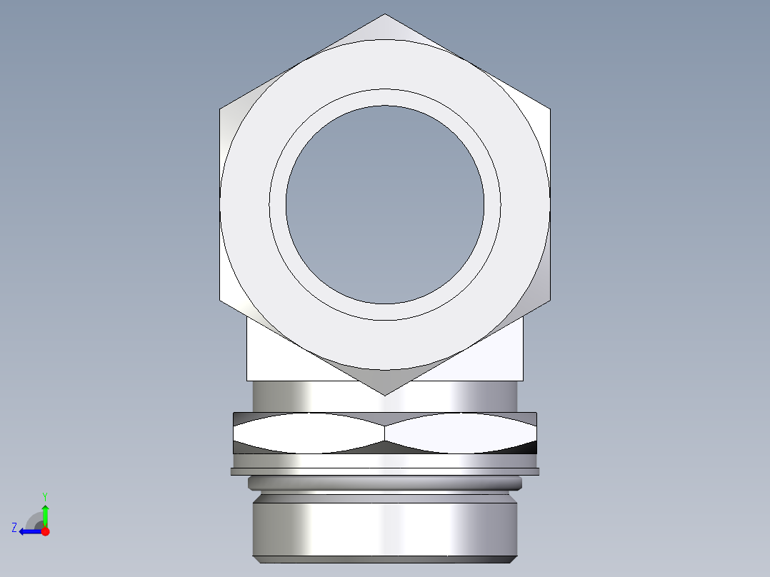 卡套式工业通用硬管接头EO_Adjustable_locknut_branch_tee_TEE42ZLMORCF右视图