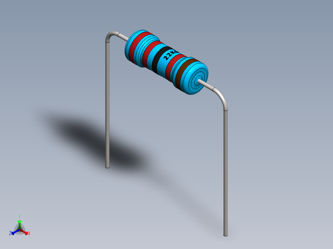 电容器 二极管 电阻器-Resistor 22K Ohm 1 Watt正等轴测图