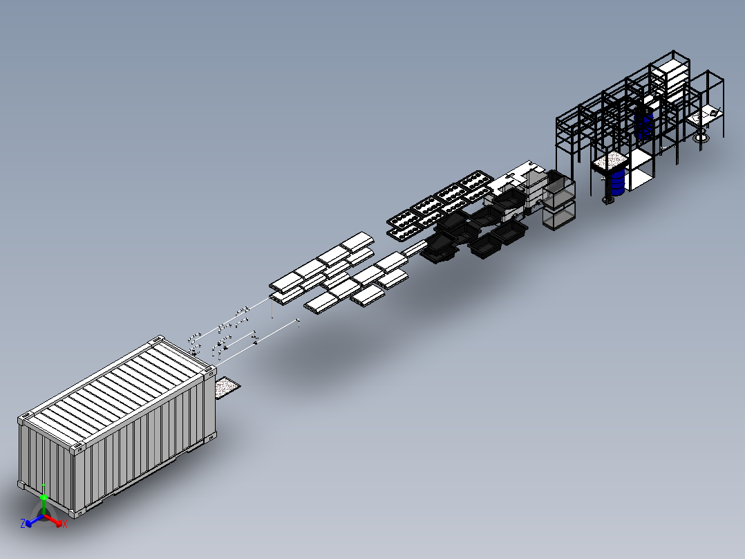 移动水产养殖集装箱sw16可编辑正等轴测图