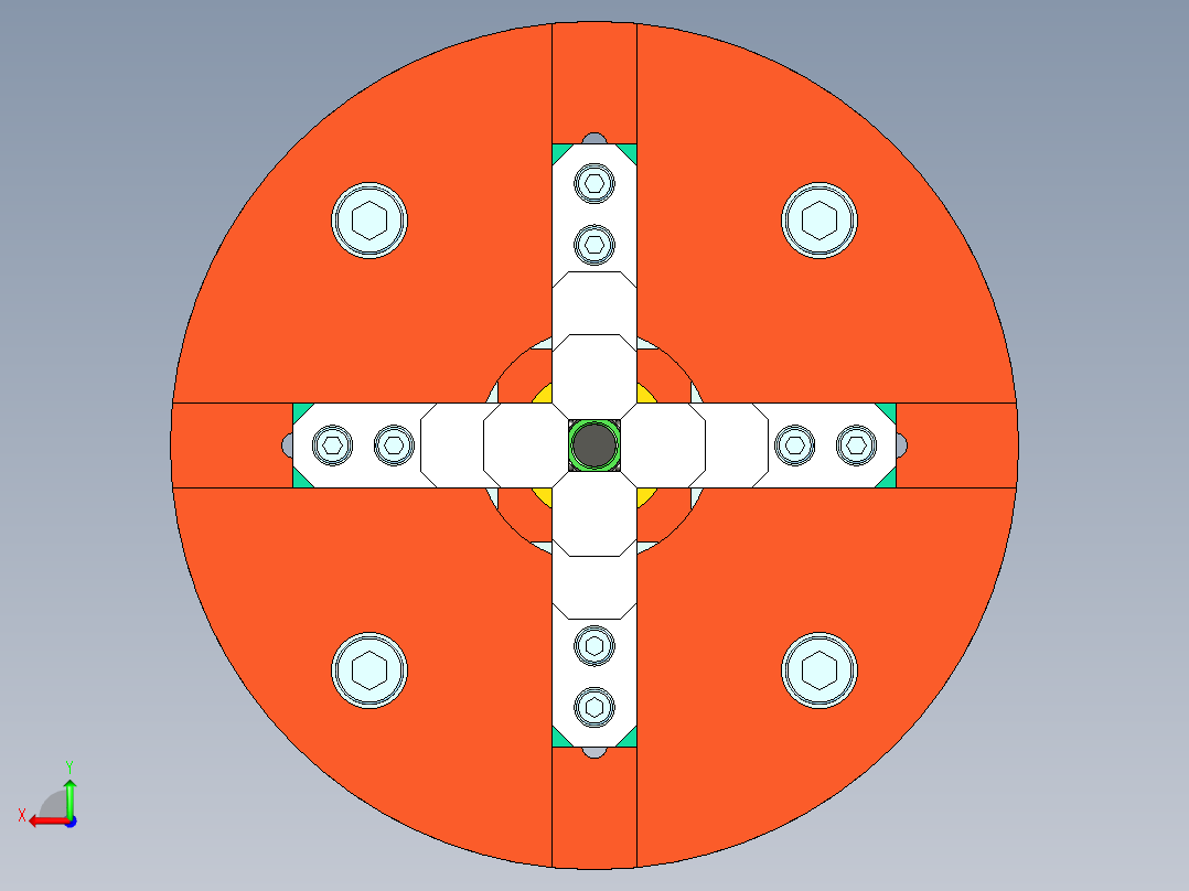 电动 气动自定心四爪卡盘后视图
