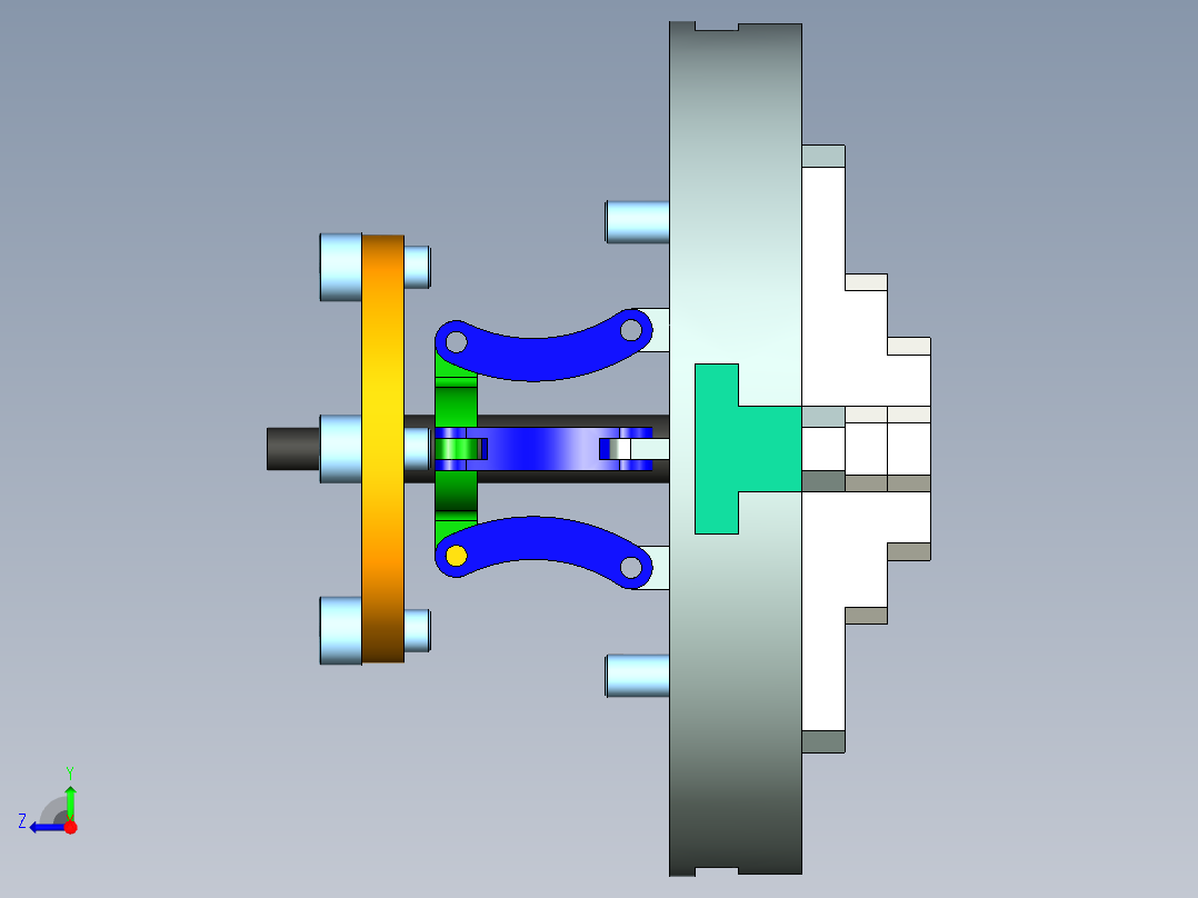 电动 气动自定心四爪卡盘右视图