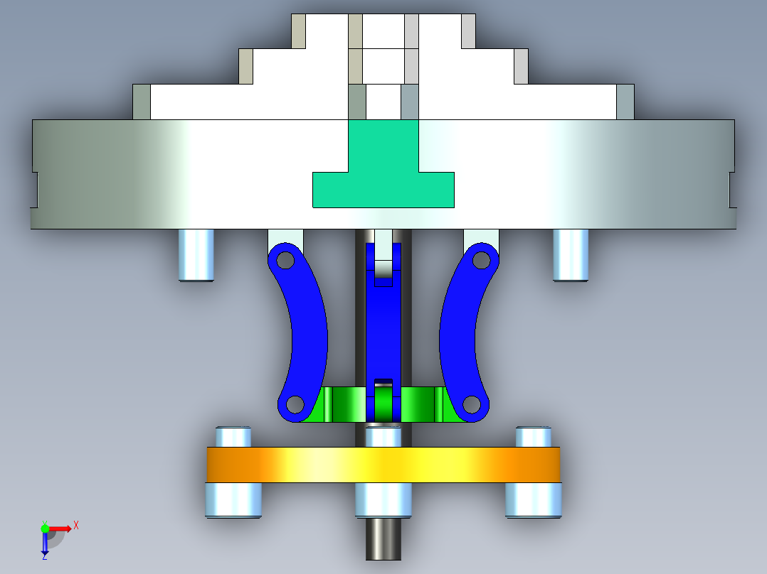 电动 气动自定心四爪卡盘俯视图