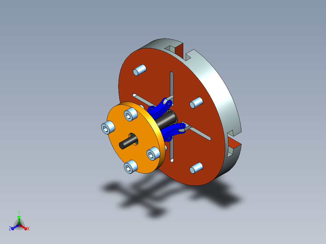 电动 气动自定心四爪卡盘正等轴测图