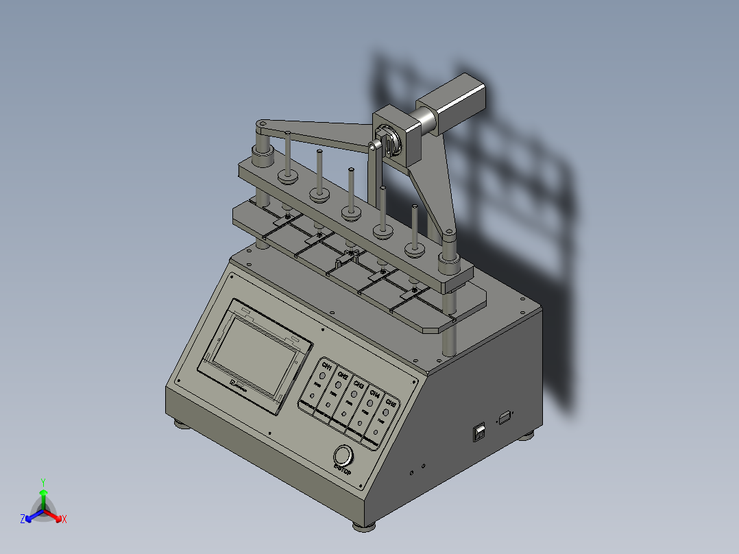 多路检测开关寿命的试验装置正等轴测图